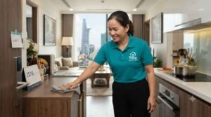 Giúp việc nhà ở lại Quận 1 hỗ trợ giặt ủi, là quần áo