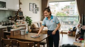 Giúp việc nhà ở lại quận 8 dọn dẹp phòng khách ngăn nắp
