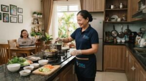 Giúp việc nhà ở lại Rạch Giá chăm sóc em bé an toàn