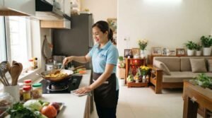 Giúp việc nhà ăn ở lại tại Tân An giặt giũ và là ủi quần áo phẳng phiu