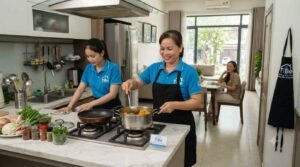 Giúp việc nhà ở lại tại Phú Nhuận cọ rửa và khử trùng nhà tắm