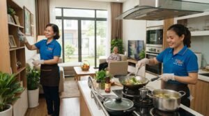 Người giúp việc nhà ở lại Tây Ninh đang chuẩn bị bữa cơm gia đình ấm cúng