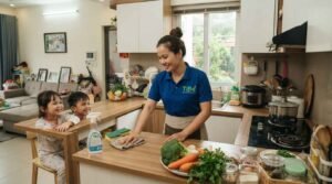 Người giúp việc nhà ở lại Thủ Dầu Một chuẩn bị bữa ăn gia đình ngon miệng